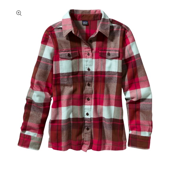 Patagonia Fjord Red and Brown Plaid Button Down Shirt - Picture 1 of 8